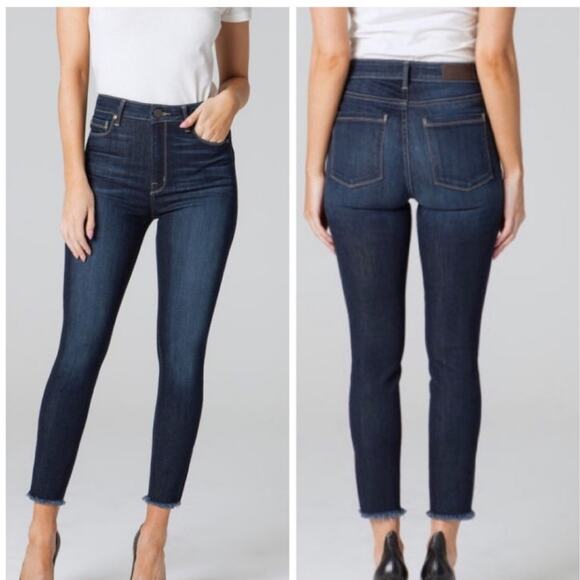 PARKER SMITH FRAYED HEM BOMBSHELL SKINNY JEANS DARK WASH WOMEN'S SIZE 29 - Picture 1 of 16